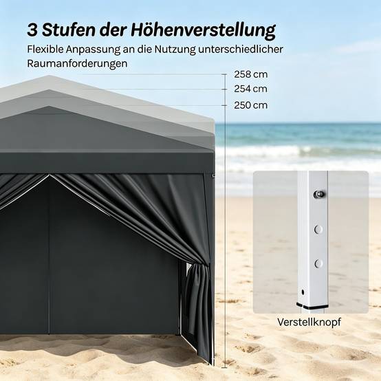 ComfortXL - Tonnelle pliante acier événements extérieur protection soleil pluie 3x3m anthracite - ComfortXL Outdoor Living - Image 2