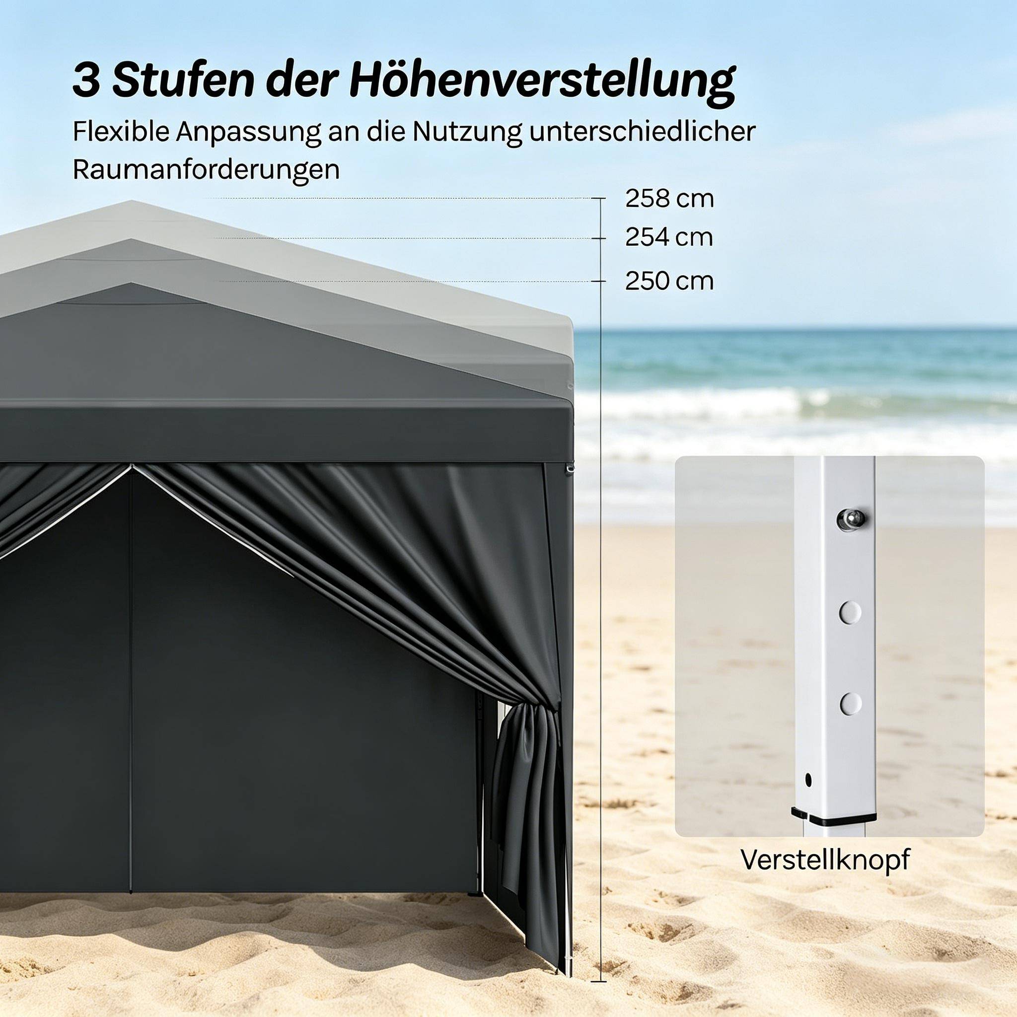ComfortXL - Tonnelle pliante acier événements extérieur protection soleil pluie 3x3m anthracite - ComfortXL Outdoor Living - Image 2