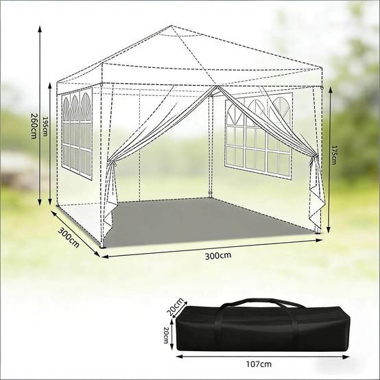 ComfortXL - Tonnelle pliante acier événements extérieur protection soleil pluie 3x3m anthracite - ComfortXL Outdoor Living - Image 7