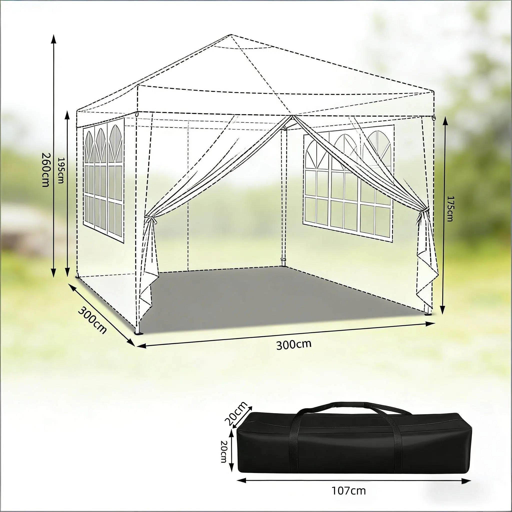 ComfortXL - Tonnelle pliante acier événements extérieur protection soleil pluie 3x3m anthracite - ComfortXL Outdoor Living - Image 7