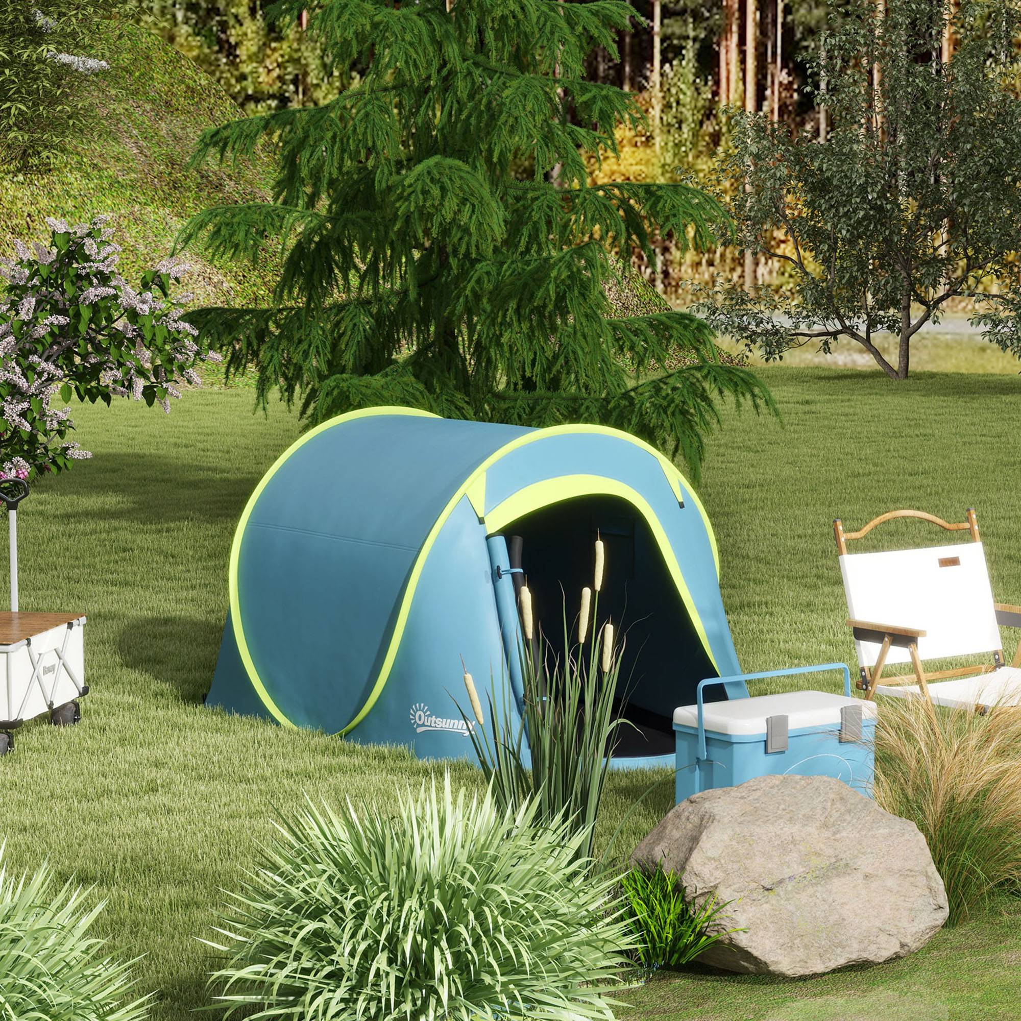 Tente de camping pop-up polyester bleu 245 x 148 x 105 cm - PANGIVO - Image 3