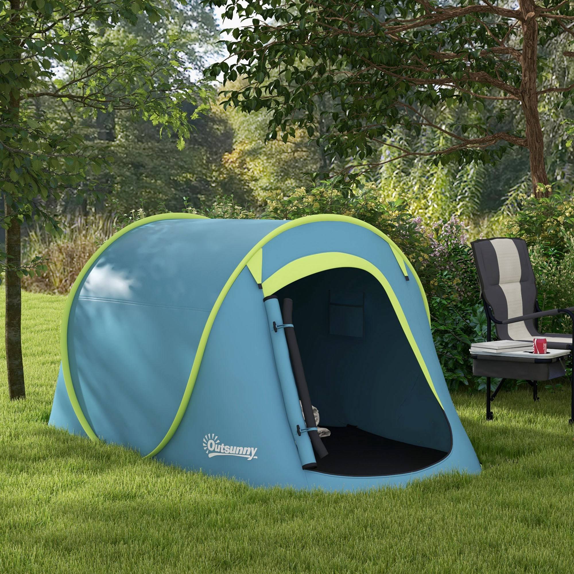 Tente de camping pop-up polyester bleu 245 x 148 x 105 cm - PANGIVO - Image 4