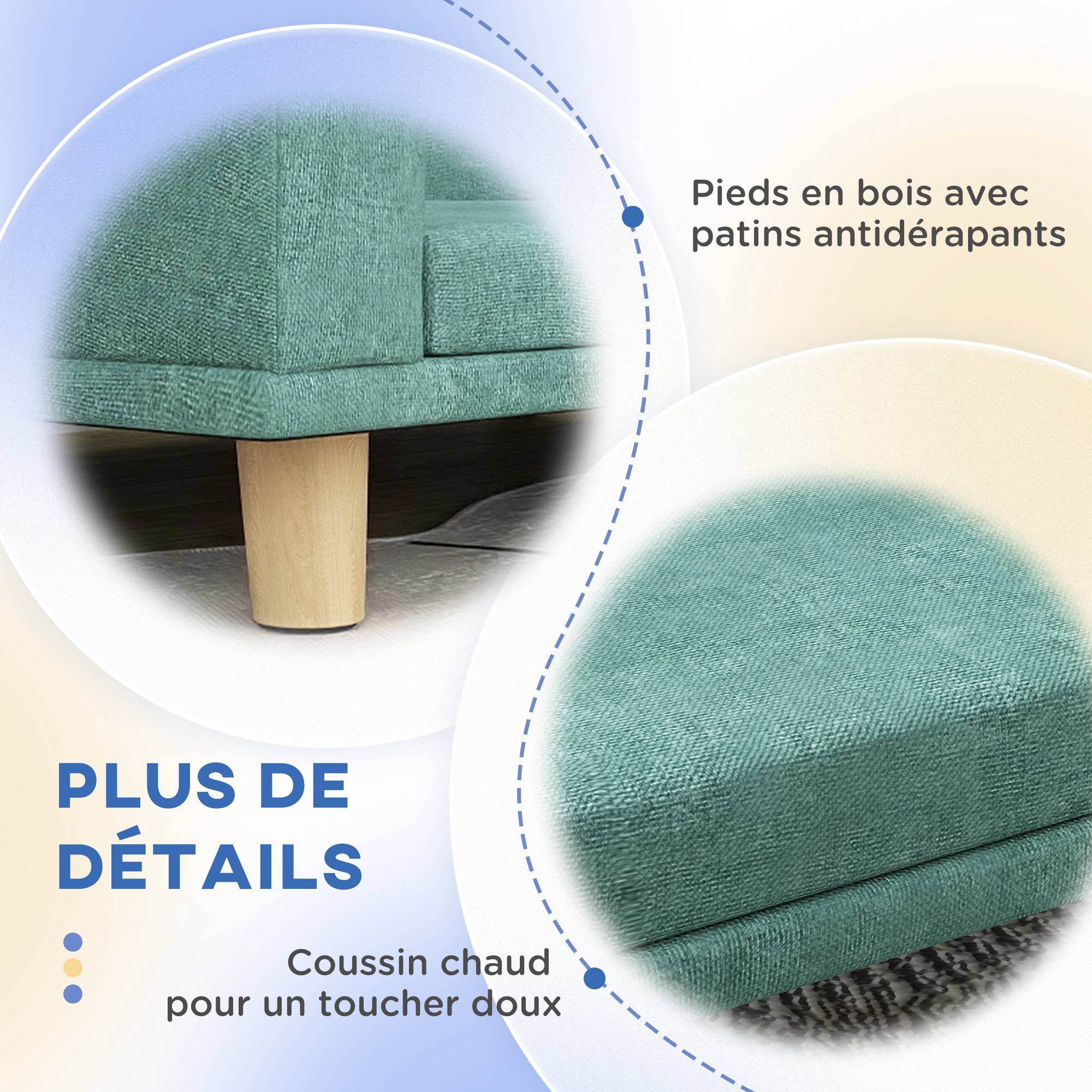 Grand canapé lit chien polyester intérieur surélevé coussin lavable 98x67cm vert - ComfortXL Outdoor Living - Image 8