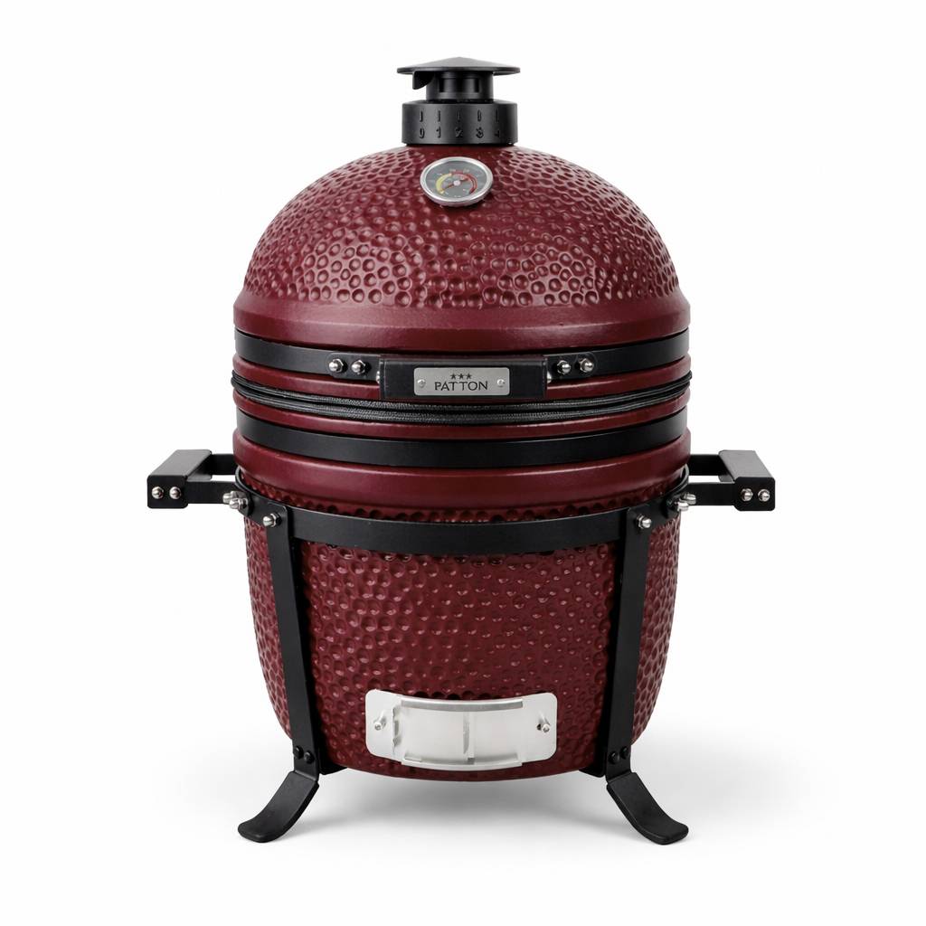 Barbecue kamado en céramique à poser Patton Premium Compact 15" - Grille Ø 34 cm - rouge bordeaux mat - Image 1