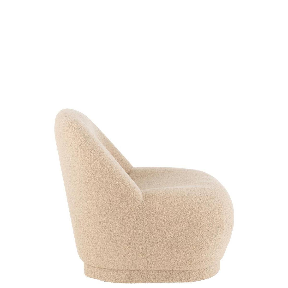 J-Line - Fauteuil Design Bouclette "Teddy" 88cm Beige - Image 3