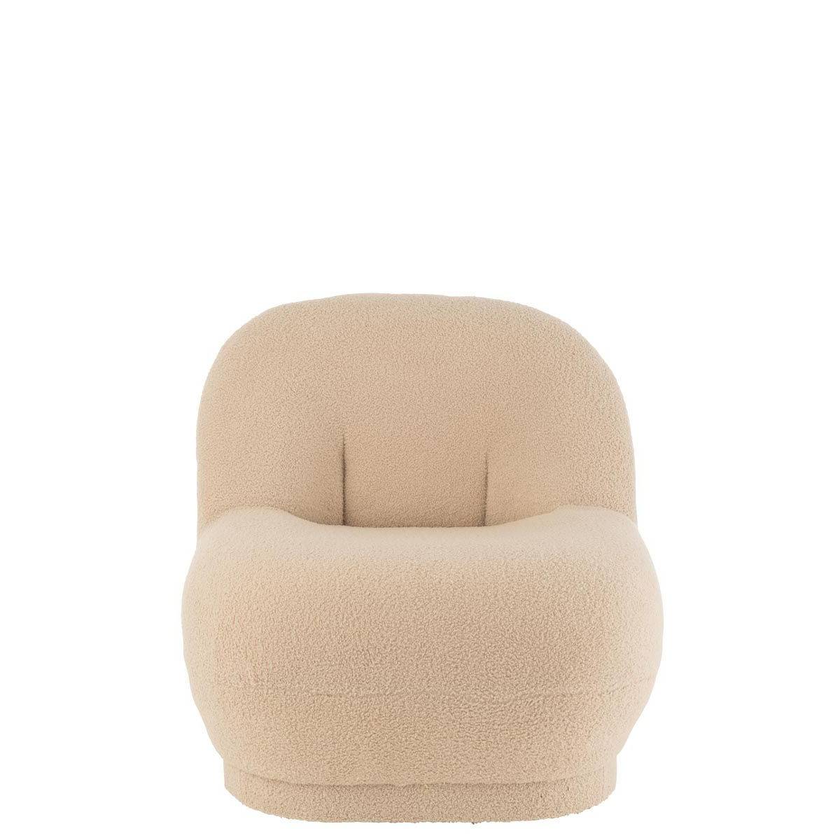 J-Line - Fauteuil Design Bouclette "Teddy" 88cm Beige - Image 2