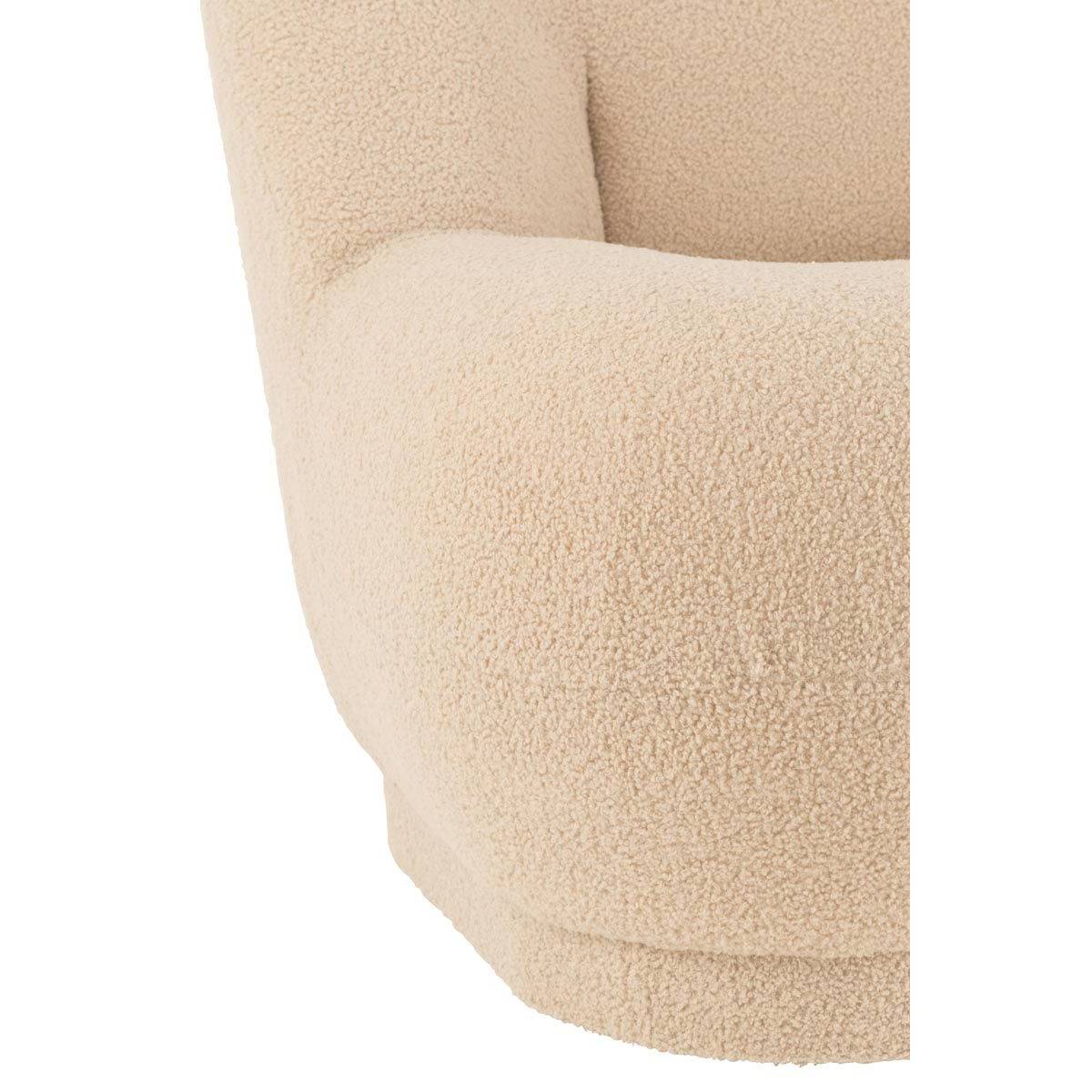J-Line - Fauteuil Design Bouclette "Teddy" 88cm Beige - Image 7