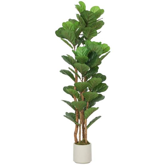 ComfortXL - Plante artificielle Ficus Lyrata intérieur sans entretien plastique bois 150 cm vert - ComfortXL Outdoor Living - Image 2