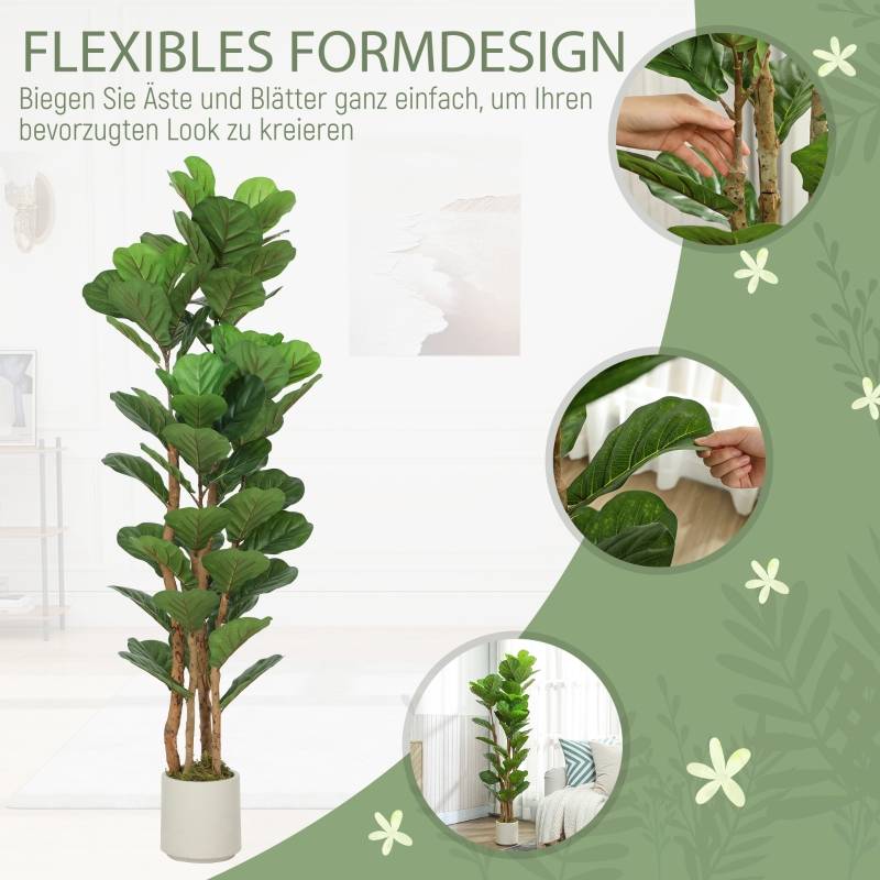 ComfortXL - Plante artificielle Ficus Lyrata intérieur sans entretien plastique bois 150 cm vert - ComfortXL Outdoor Living - Image 6