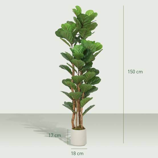 ComfortXL - Plante artificielle Ficus Lyrata intérieur sans entretien plastique bois 150 cm vert - ComfortXL Outdoor Living - Image 3