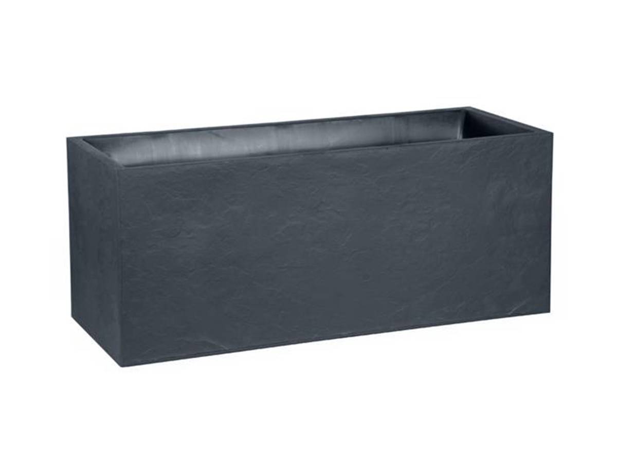 Eda - 2 Jardinières rectangulaire Volcania effet pierre 99,5 x 39,5 x 43,5 cm - Gris anthracite - Eda - Imagen 2