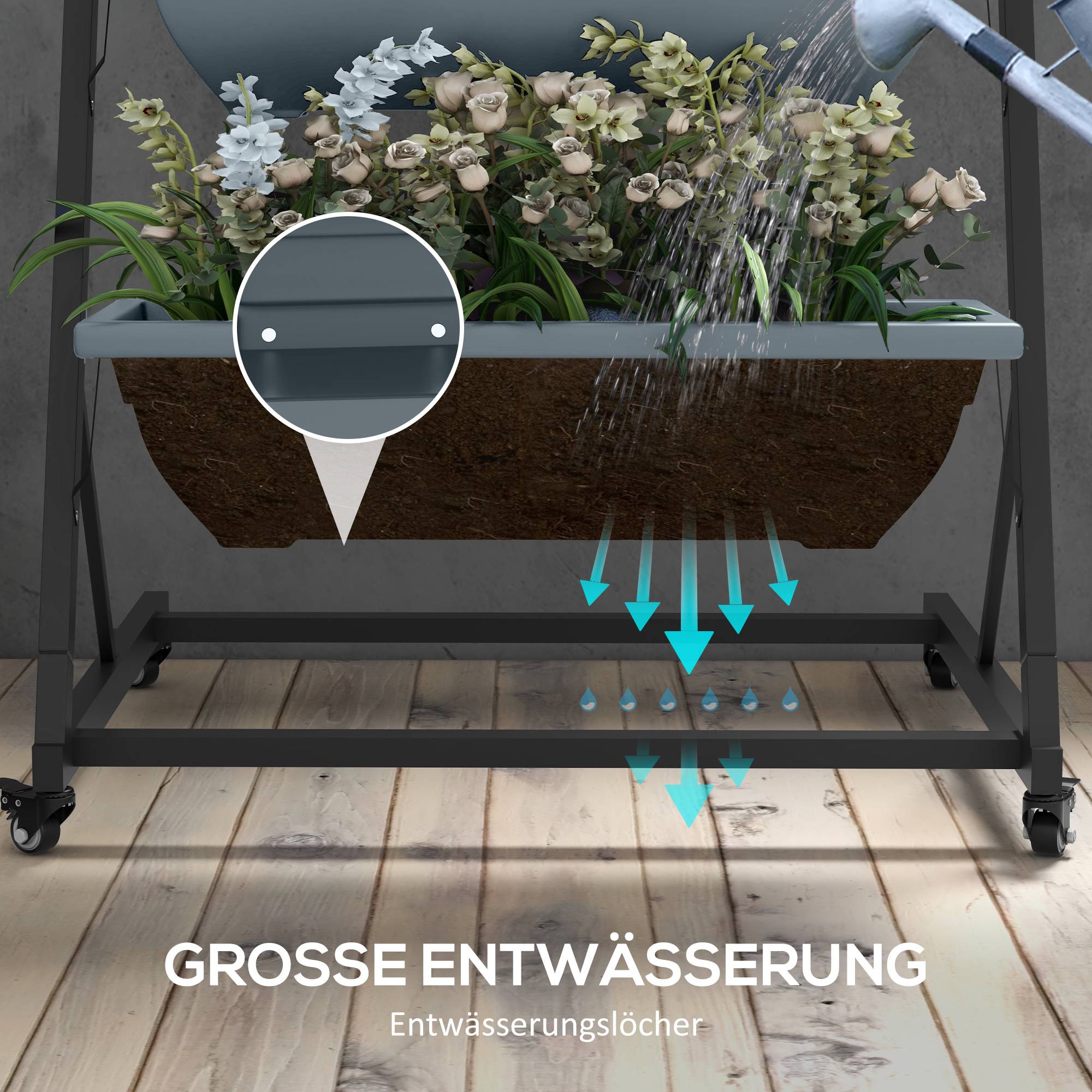 Étagère porte-plantes acier balcon extérieur 5 niveaux 65x67x145cm gris - ComfortXL Outdoor Living - Image 8