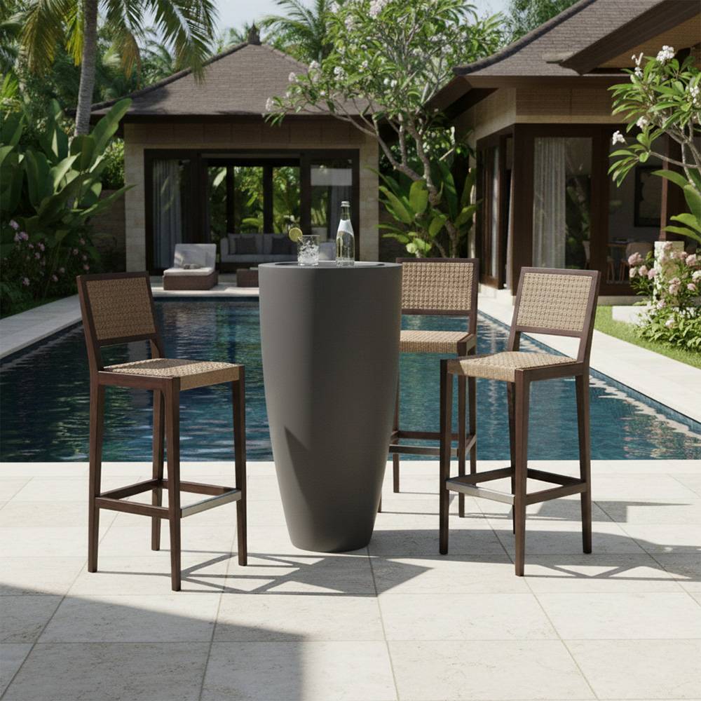 Pot conique 3-en-1 table inox : jardinière, mange-debout et bac à glaçons - plast'up rotomoulage - Imagen 3