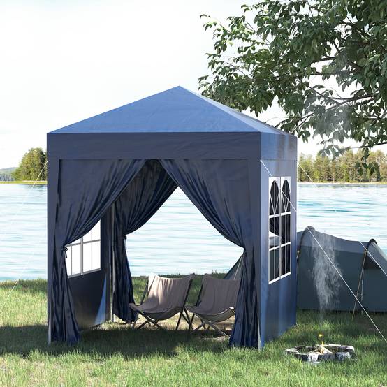 Tonnelle pliante acier bleu 200 x 200 x 240 cm - PANGIVO - Image 4