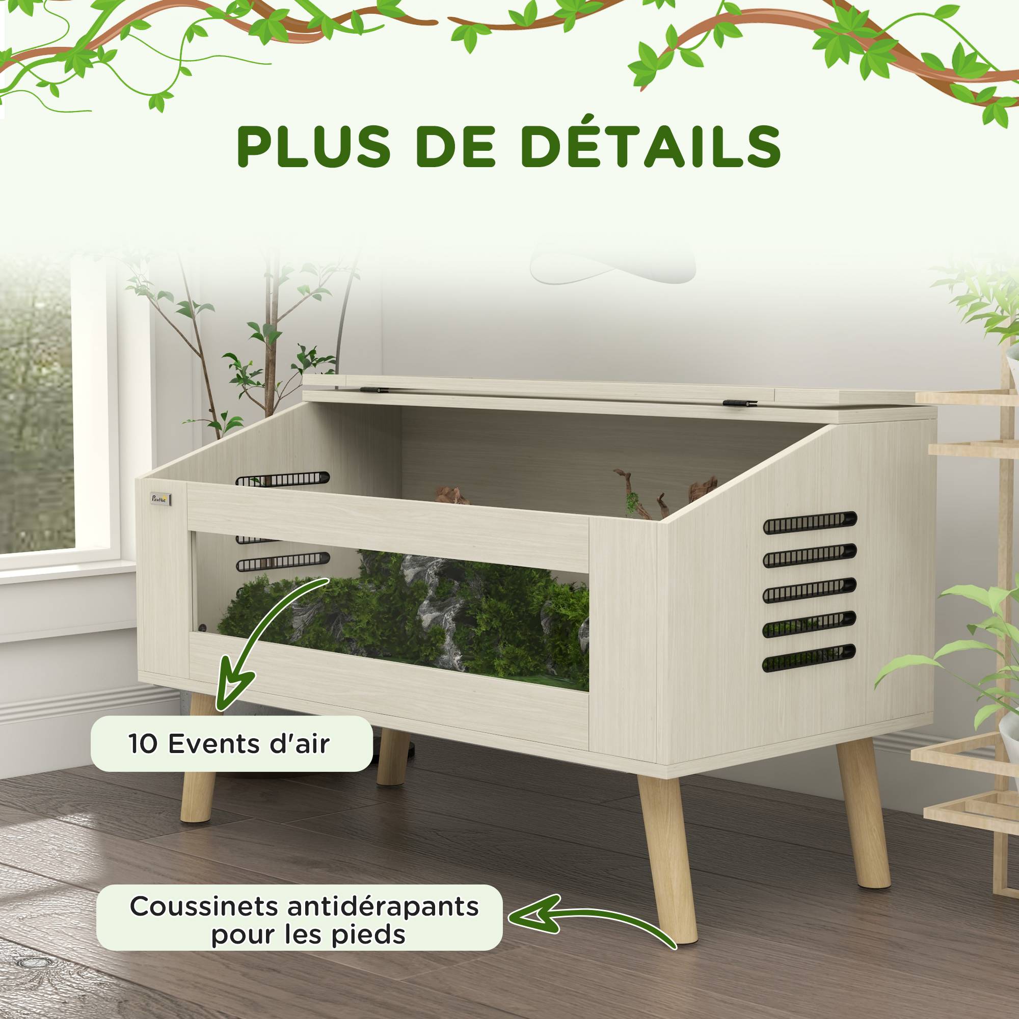 Terrarium bois naturel 100 x 50 x 60 cm - PANGIVO - Image 9