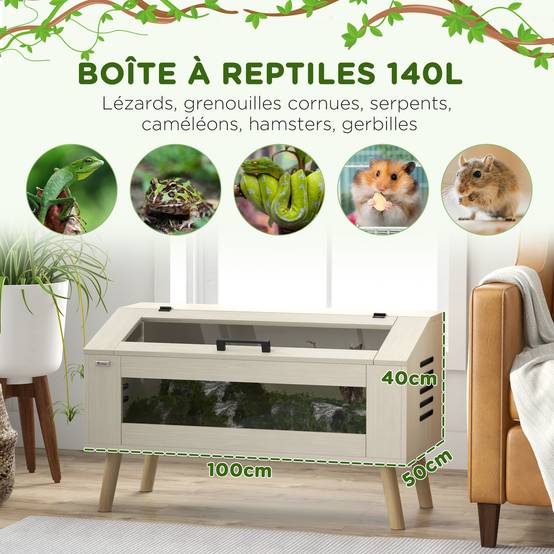 Terrarium bois naturel 100 x 50 x 60 cm - PANGIVO - Image 6
