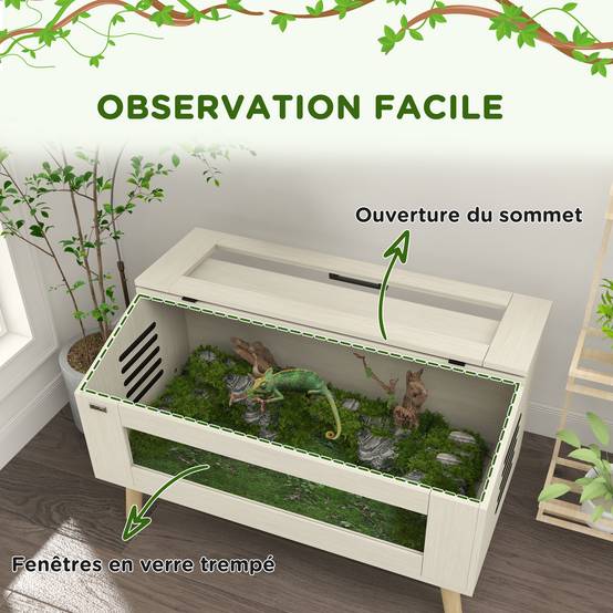 Terrarium bois naturel 100 x 50 x 60 cm - PANGIVO - Image 7