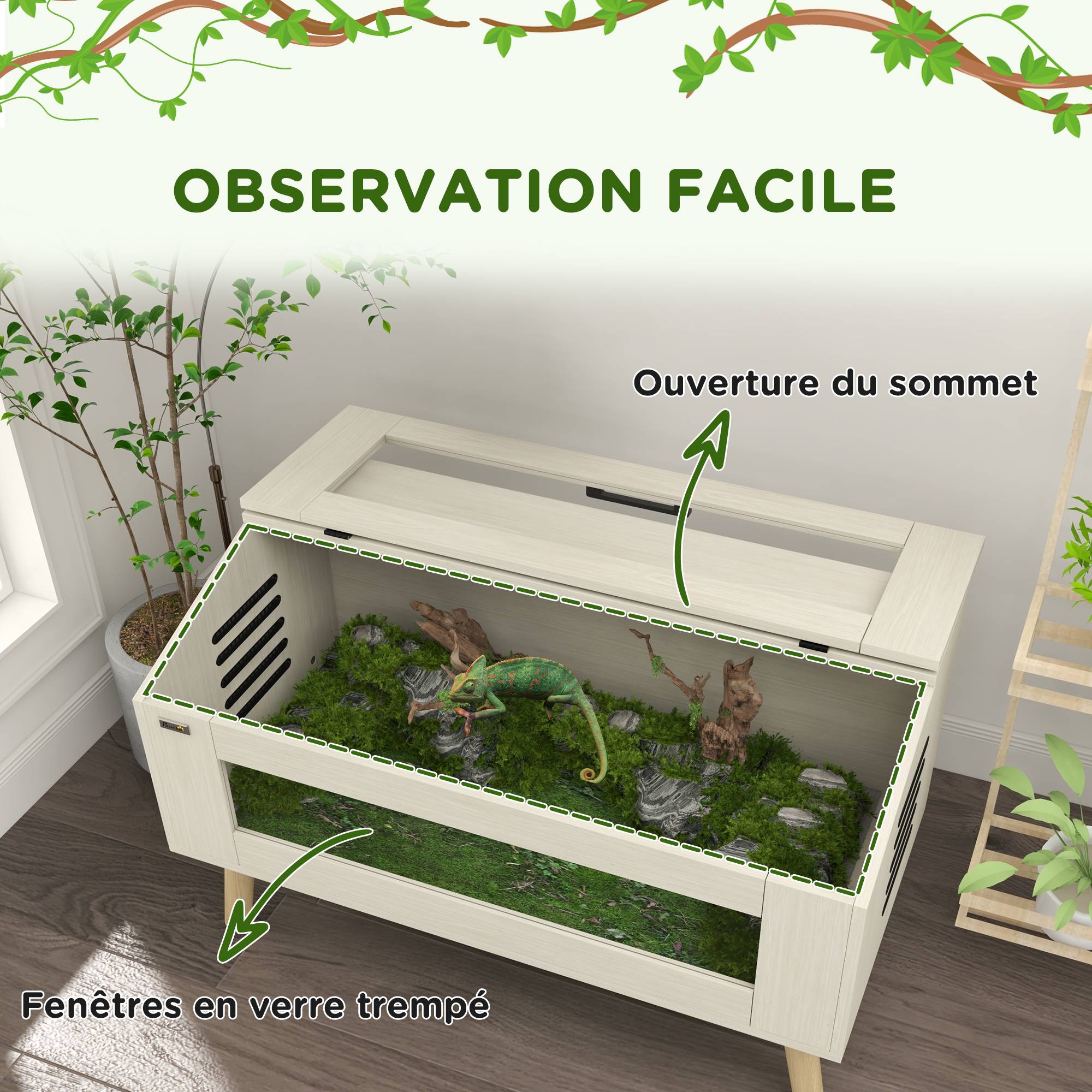 Terrarium bois naturel 100 x 50 x 60 cm - PANGIVO - Image 7