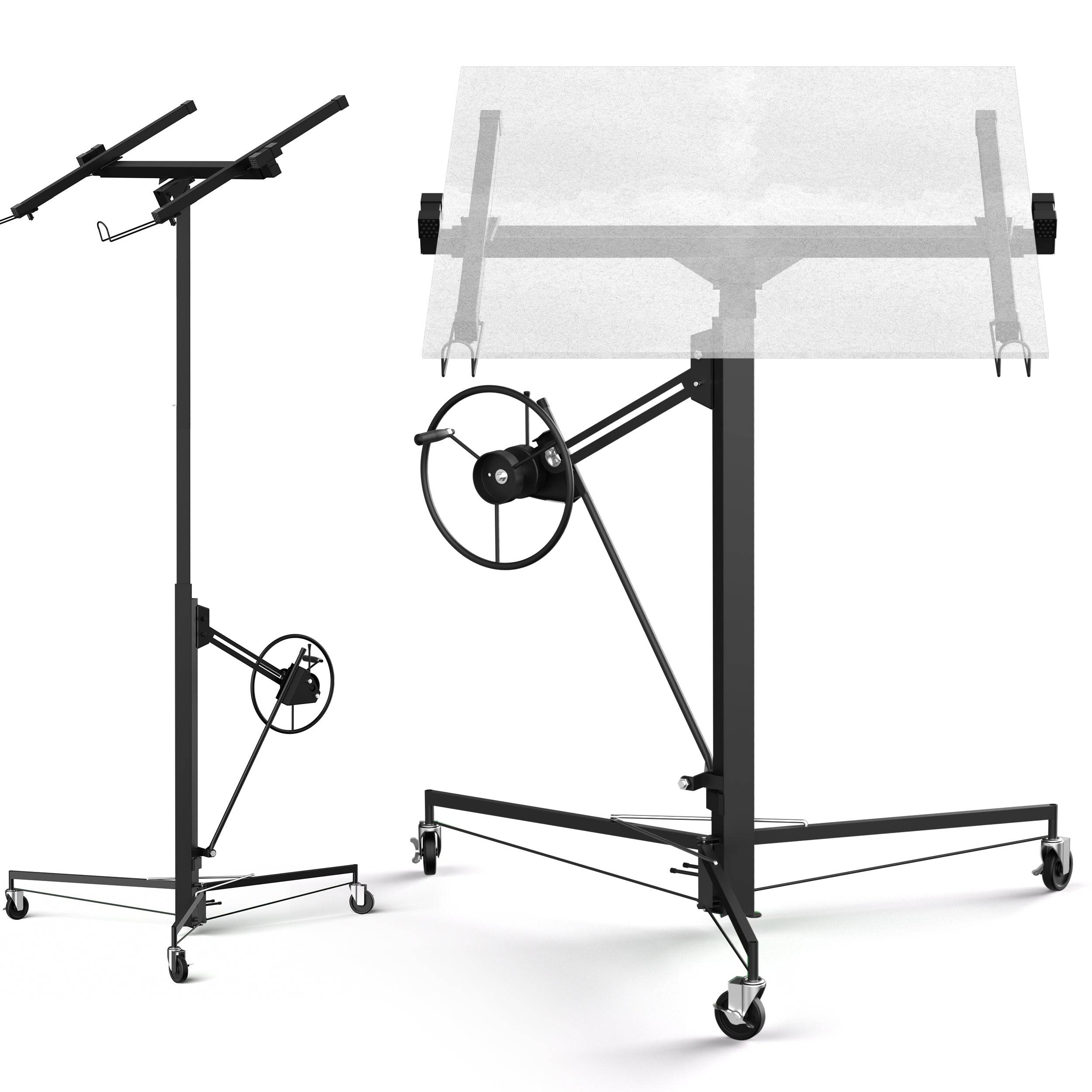 Élévateur pour plaques de plâtre noir — capacité de charge maximale 68 kg, hauteur réglable de 140 à 325 cm - Image 1