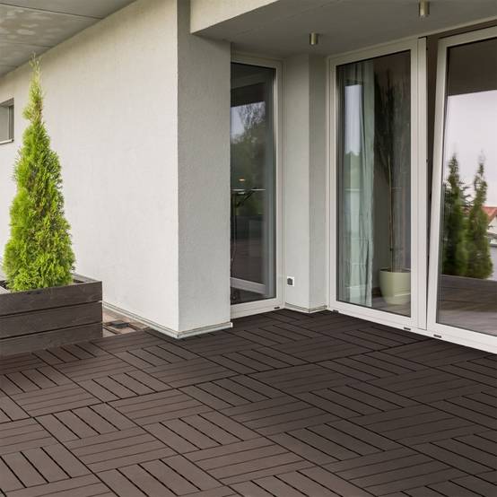 PANGIVO - Dalles de terrasse, plastique, marron, 30 x 30 x 2 cm (9 pièces, 0,81 m²) - PANGIVO - Image 1