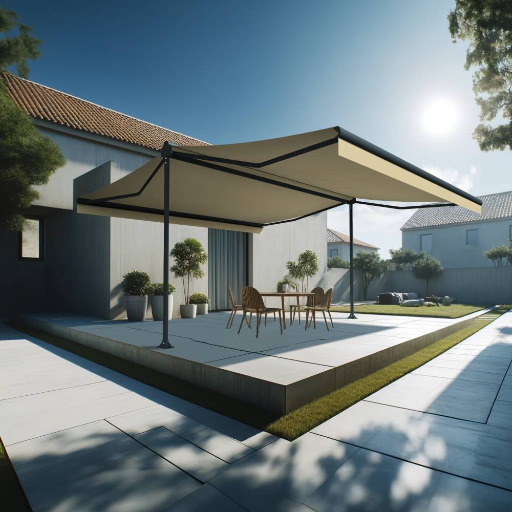 Intersun - Store banne double pente ENARGITE 6,00x2x3,00 M (Manuelle - Gris Anthracite - Ecru) - INTERSUN - Imagen 2