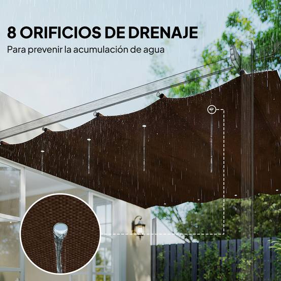 Toile de Rechange Rétractable Polyester pour Pergola 3x2 m Tissu Anti-UV Café - ComfortXL Outdoor Living - Image 8