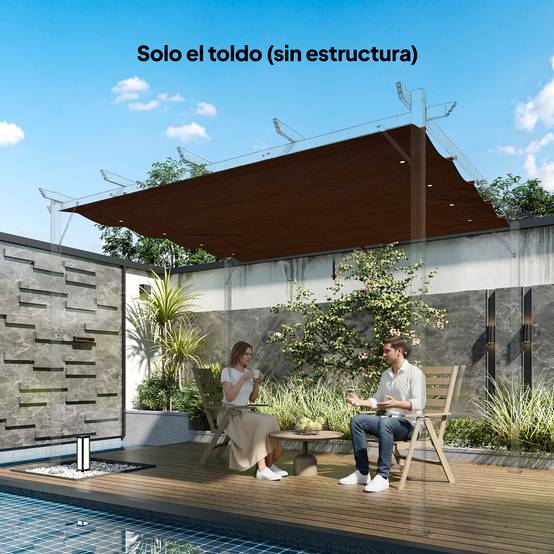 Toile de Rechange Rétractable Polyester pour Pergola 3x2 m Tissu Anti-UV Café - ComfortXL Outdoor Living - Image 4