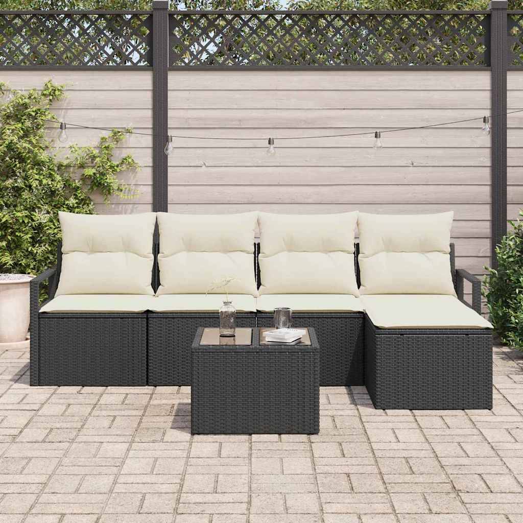 Salon de jardin 4 places en polyrotin modulable avec table et pouf Noir – ComfortXL Outdoor Living - Image 3