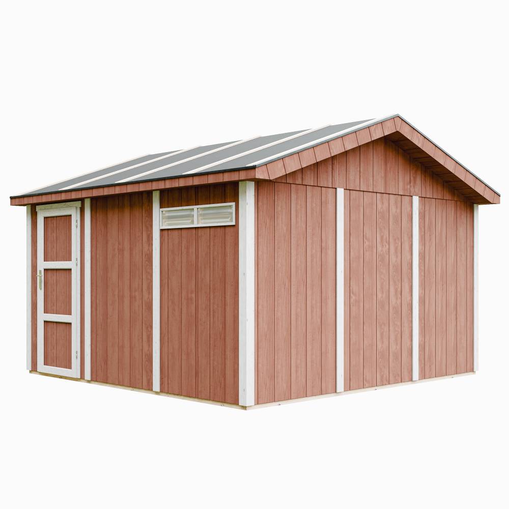 Timbela - Garage Qualité Premium 13 m² / L378xl412 cm - garage pour moto, vélos, machines de jardinage - Timbela M990B-REDWOOD RED - Image 2