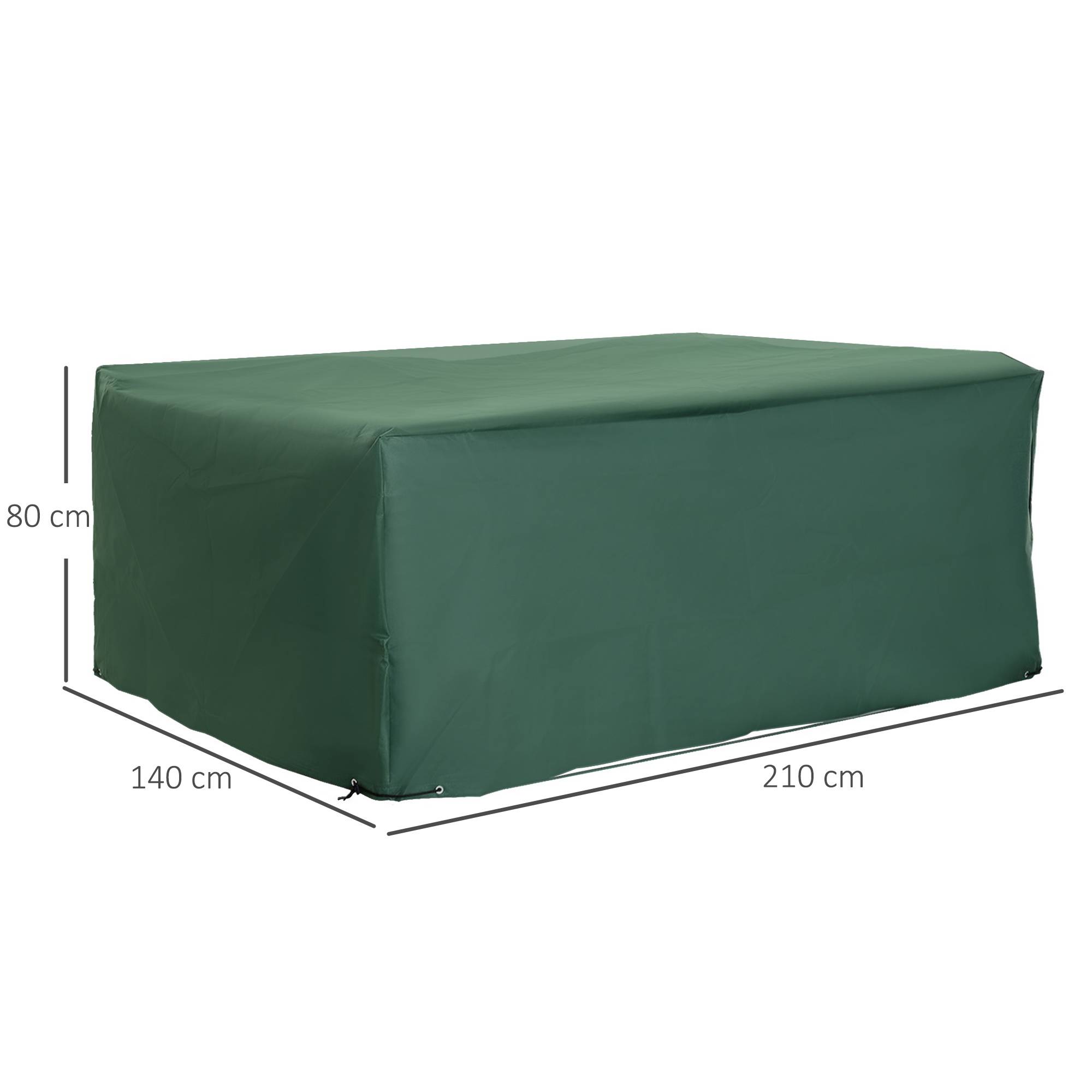 Housse de protection pour mobilier de jardin, tissu Oxford 600D, vert, 210 x 140 x 80 cm - Image 4
