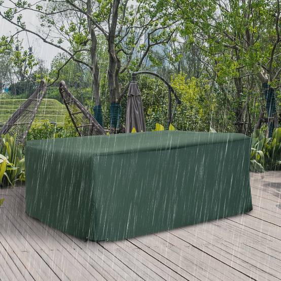 Housse de protection pour mobilier de jardin, tissu Oxford 600D, vert, 210 x 140 x 80 cm - Image 5