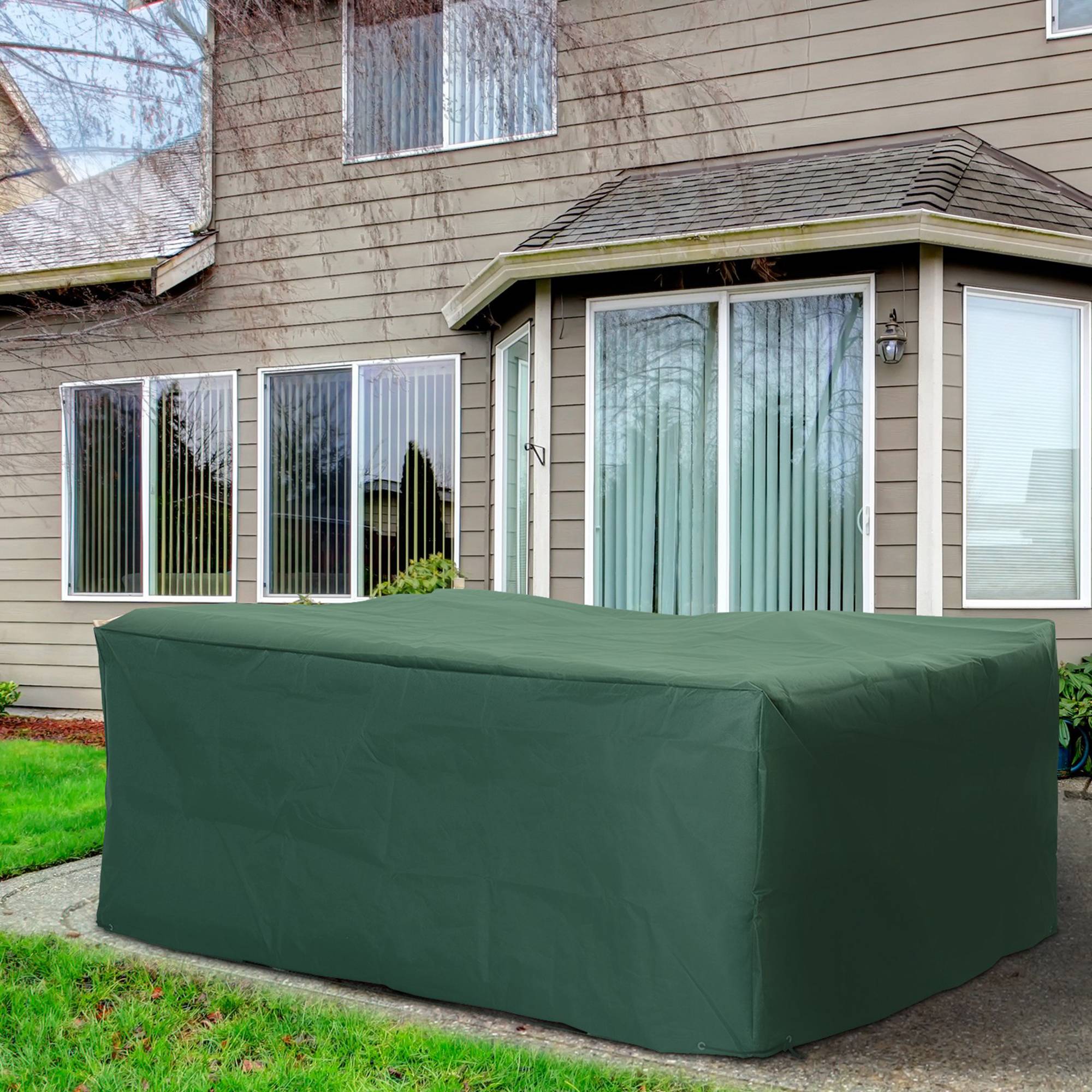 Housse de protection pour mobilier de jardin, tissu Oxford 600D, vert, 210 x 140 x 80 cm - Image 3