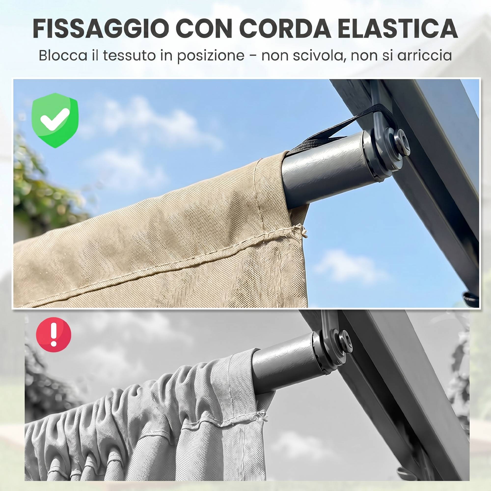 Couverture gazebo pergola 4x3 m polyester respirant beige, 10 trous drainage - Image 9