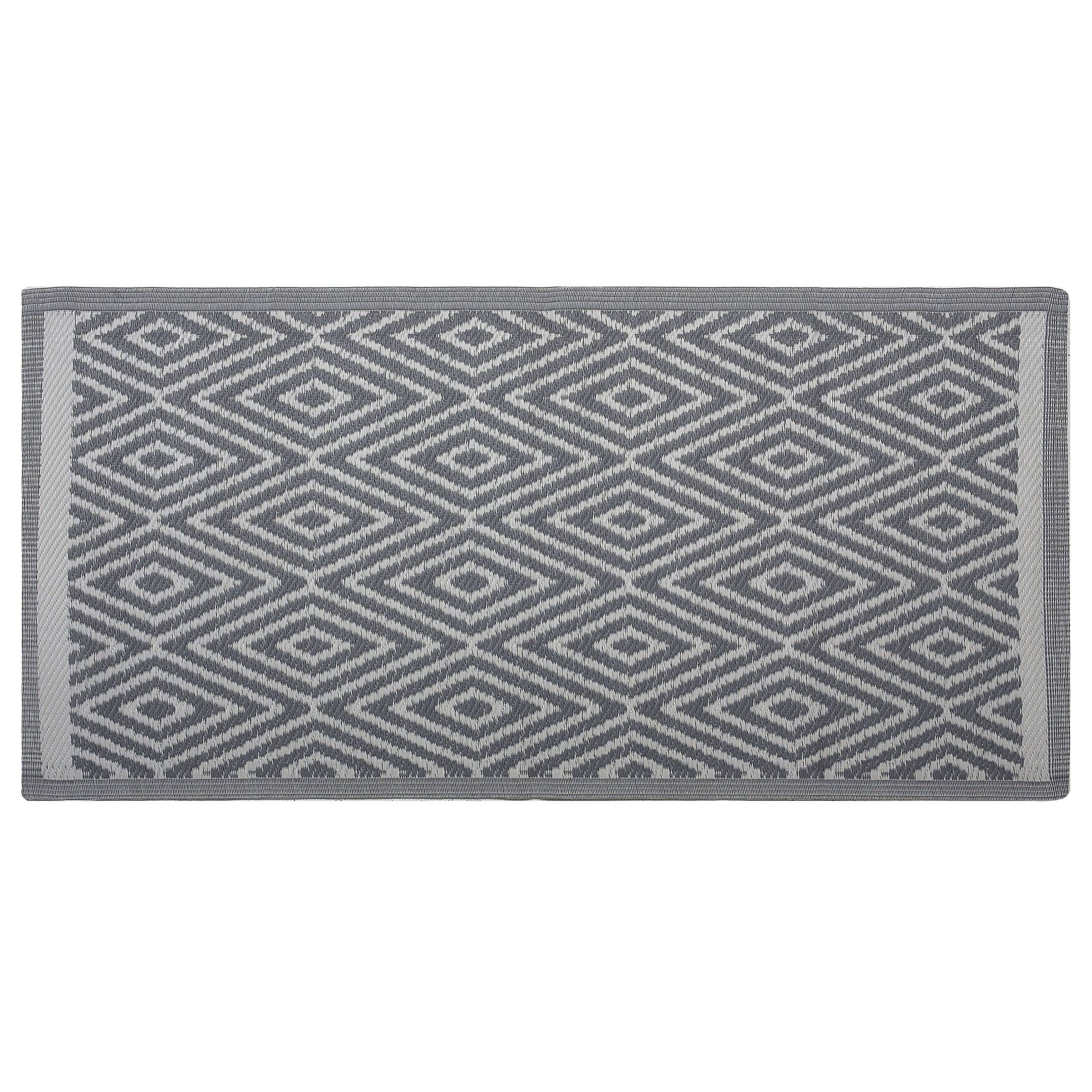 Beliani - Tapis d'Extérieur Gris Clair et Blanc en Polypropylène Motif Géométrique pour Terrasse au Style Moderne 90 x 150 cm Beliani - Imagen 1