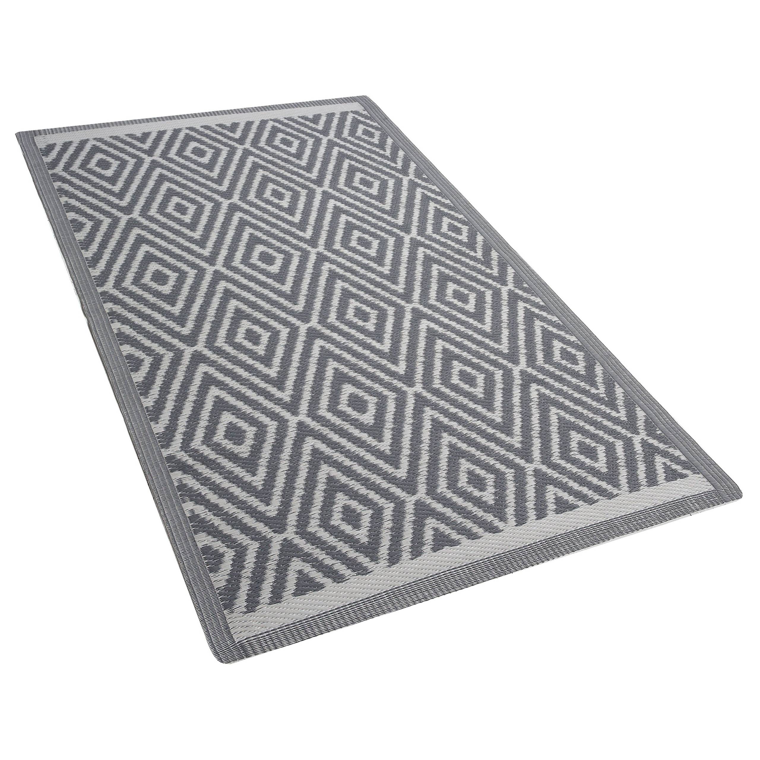 Beliani - Tapis d'Extérieur Gris Clair et Blanc en Polypropylène Motif Géométrique pour Terrasse au Style Moderne 90 x 150 cm Beliani - Imagen 4