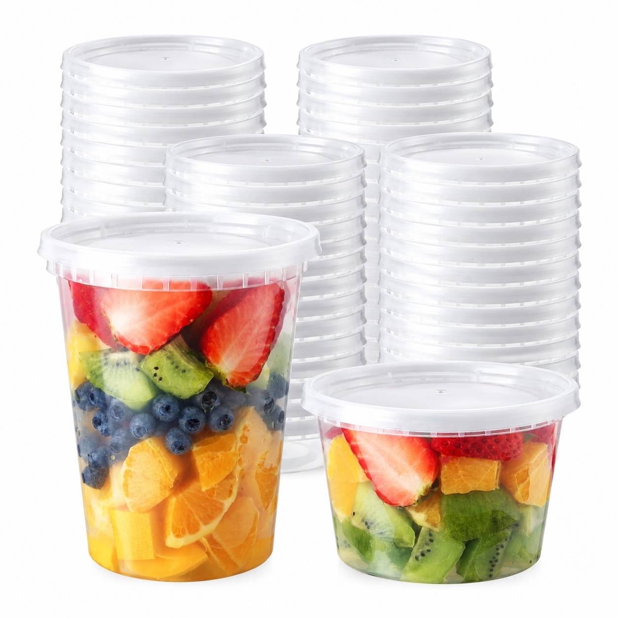 Lot de 50 Contenants Alimentaires Plastique avec Couvercles - Image 1