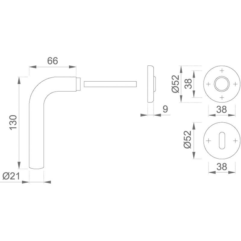 Ensemble de porte sur rosace Gent inox F9 Clé L HOPPE - E1520Z/42K/42KS - 3045466 - Imagen 2