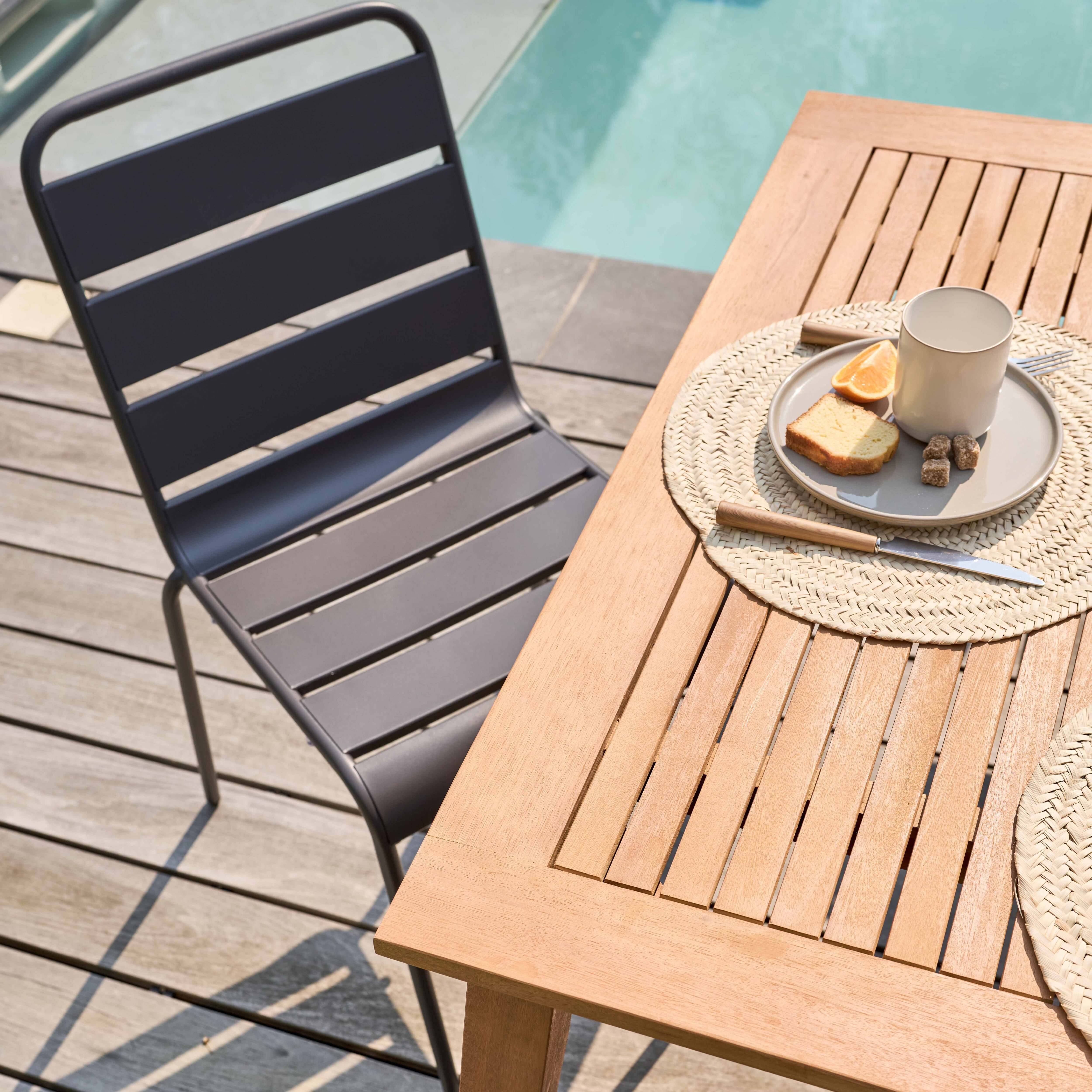 Oviala - Table de jardin extensible en bois fsc et 6 chaises  Chicago - Oviala - Imagen 3