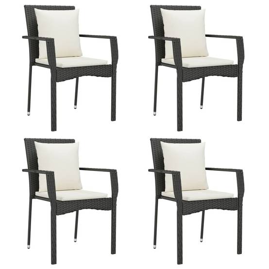 Salon de Jardin 4 Personnes Résine Noire Coussins Crème et Table 160cm – ComfortXL Outdoor Living - Image 4