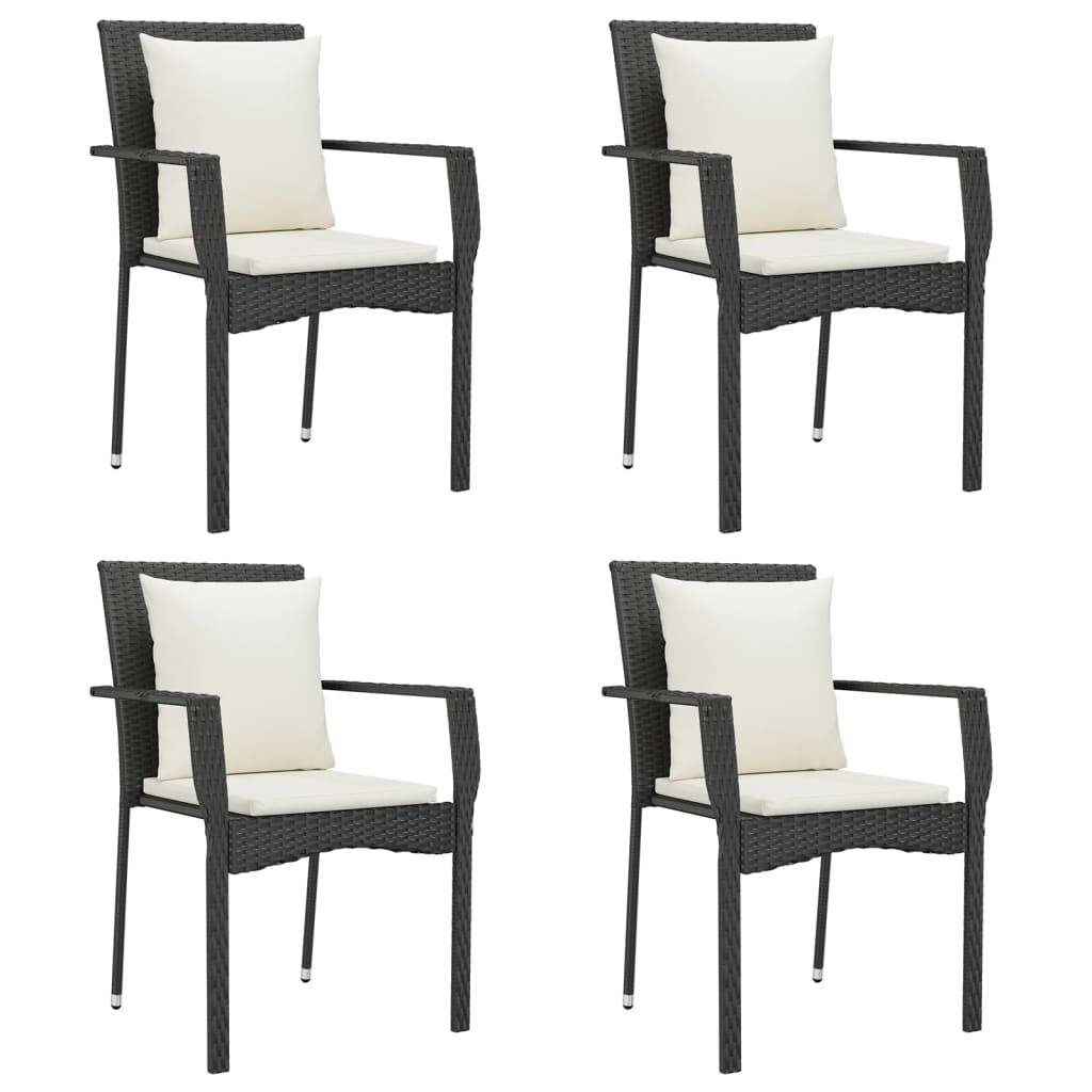 Salon de Jardin 4 Personnes Résine Noire Coussins Crème et Table 160cm – ComfortXL Outdoor Living - Image 4