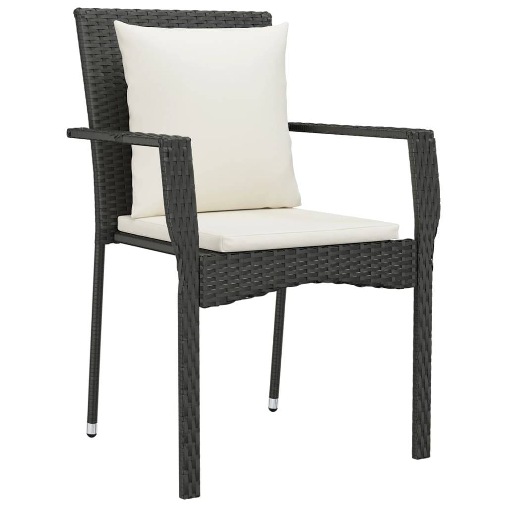 Salon de Jardin 4 Personnes Résine Noire Coussins Crème et Table 160cm – ComfortXL Outdoor Living - Image 5