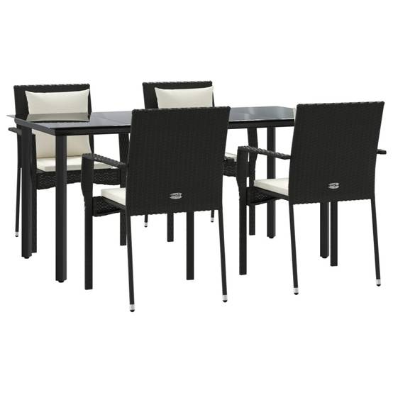 Salon de Jardin 4 Personnes Résine Noire Coussins Crème et Table 160cm – ComfortXL Outdoor Living - Image 3