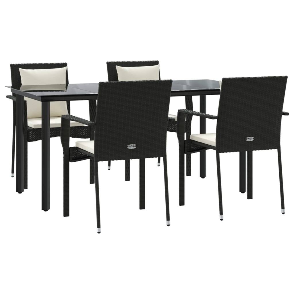 Salon de Jardin 4 Personnes Résine Noire Coussins Crème et Table 160cm – ComfortXL Outdoor Living - Image 3