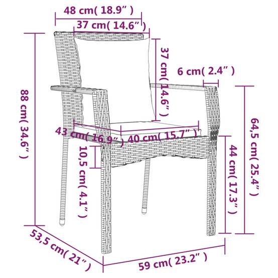 Salon de Jardin 4 Personnes Résine Noire Coussins Crème et Table 160cm – ComfortXL Outdoor Living - Image 9