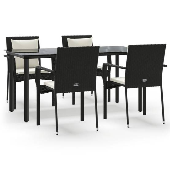 Salon de Jardin 4 Personnes Résine Noire Coussins Crème et Table 160cm – ComfortXL Outdoor Living - Image 2