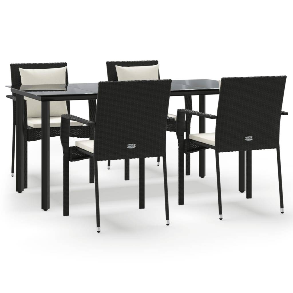 Salon de Jardin 4 Personnes Résine Noire Coussins Crème et Table 160cm – ComfortXL Outdoor Living - Image 2
