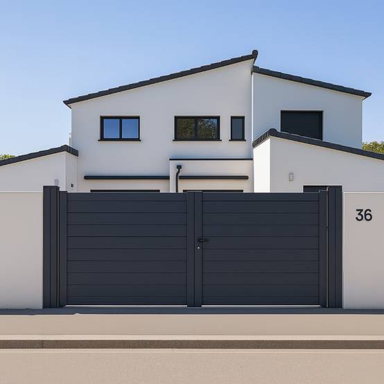 Portail battant Aluminium Plein - Largeur 3m50 - Hauteur 1m60 – Gris anthracite - Prêt à poser - Easy Clôture - Image 7