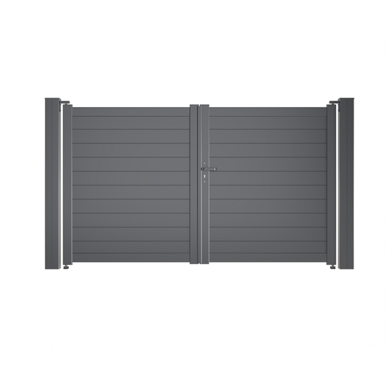 Portail battant Aluminium Plein - Largeur 3m50 - Hauteur 1m60 – Gris anthracite - Prêt à poser - Easy Clôture - Image 2
