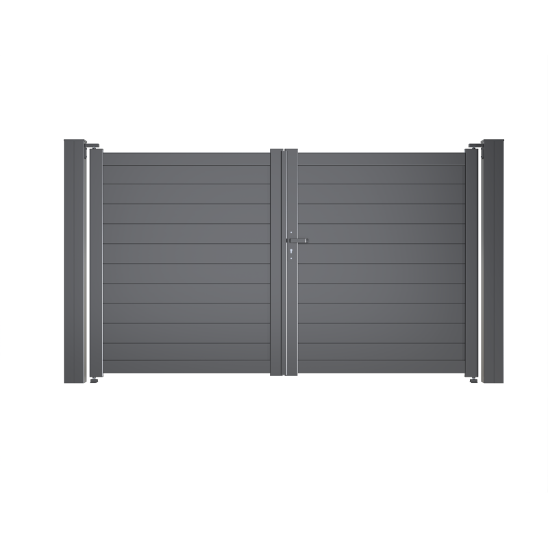Portail battant Aluminium Plein - Largeur 3m50 - Hauteur 1m60 – Gris anthracite - Prêt à poser - Easy Clôture - Image 2