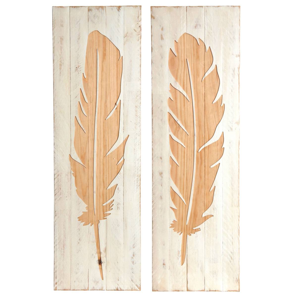 Aubry Gaspard - Décoration murale en bois Plume Lot de 2